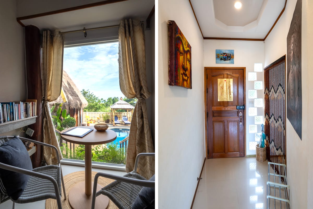 picture window and Hallway — Ground floor of Villa Ayutthaya, private pool villa in Koh Lanta