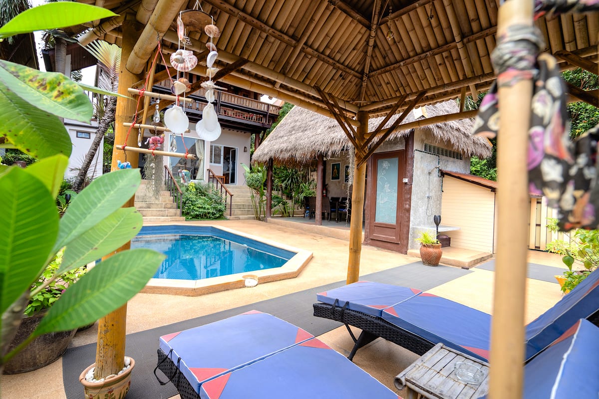 pool Area - outdoor shower by the Sala — Outdoor area of Villa Ayutthaya, private pool villa in Koh Lanta