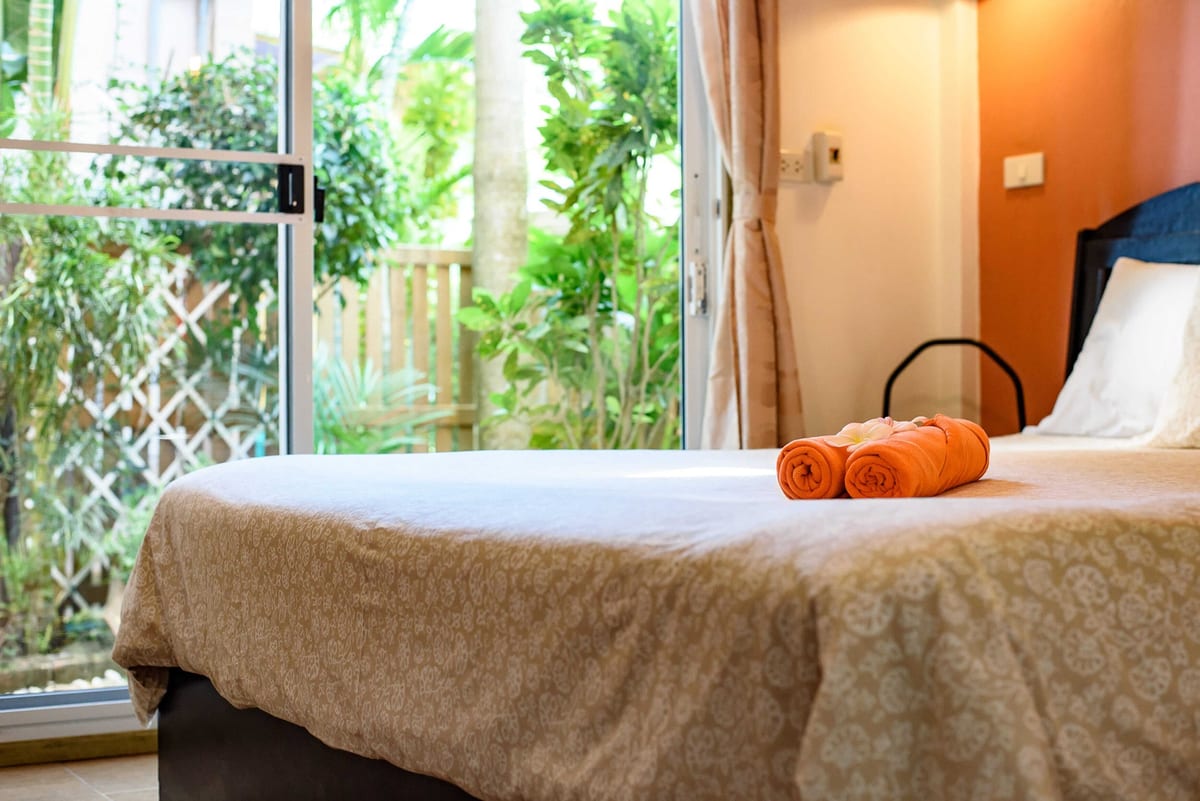 bedroom bed close up — 1st floor of Villa Siam Lanna, private pool villa in Koh Lanta