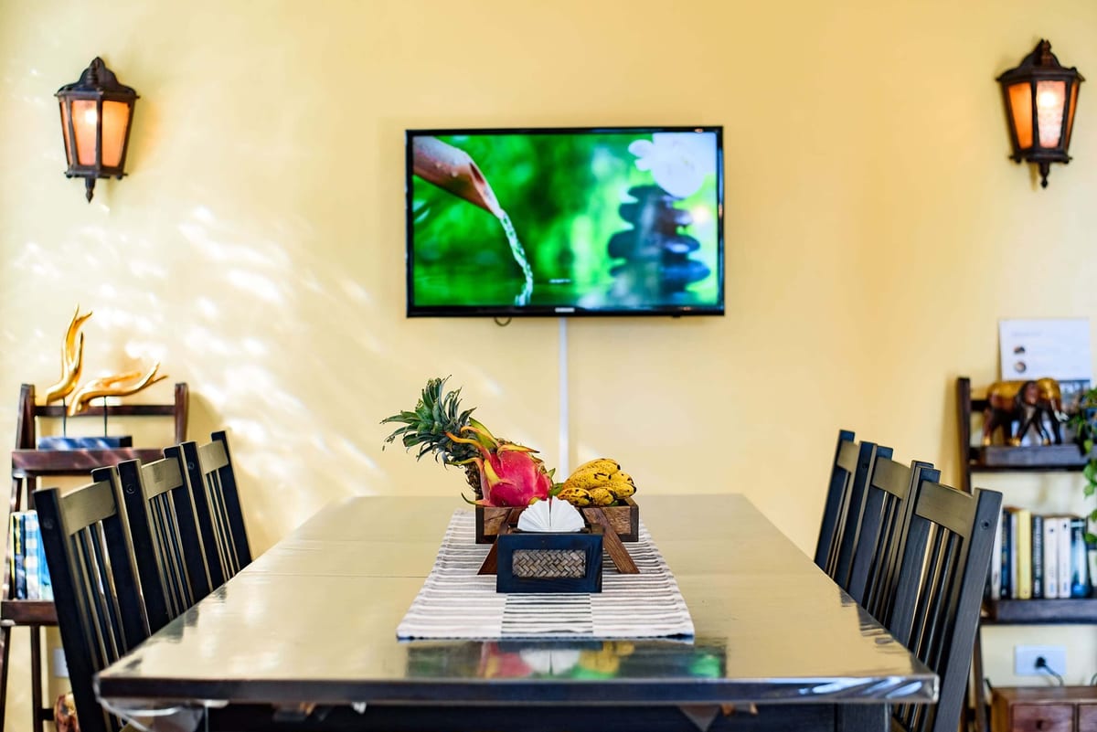living room dining table close up — 1st floor of Villa Siam Lanna, private pool villa in Koh Lanta