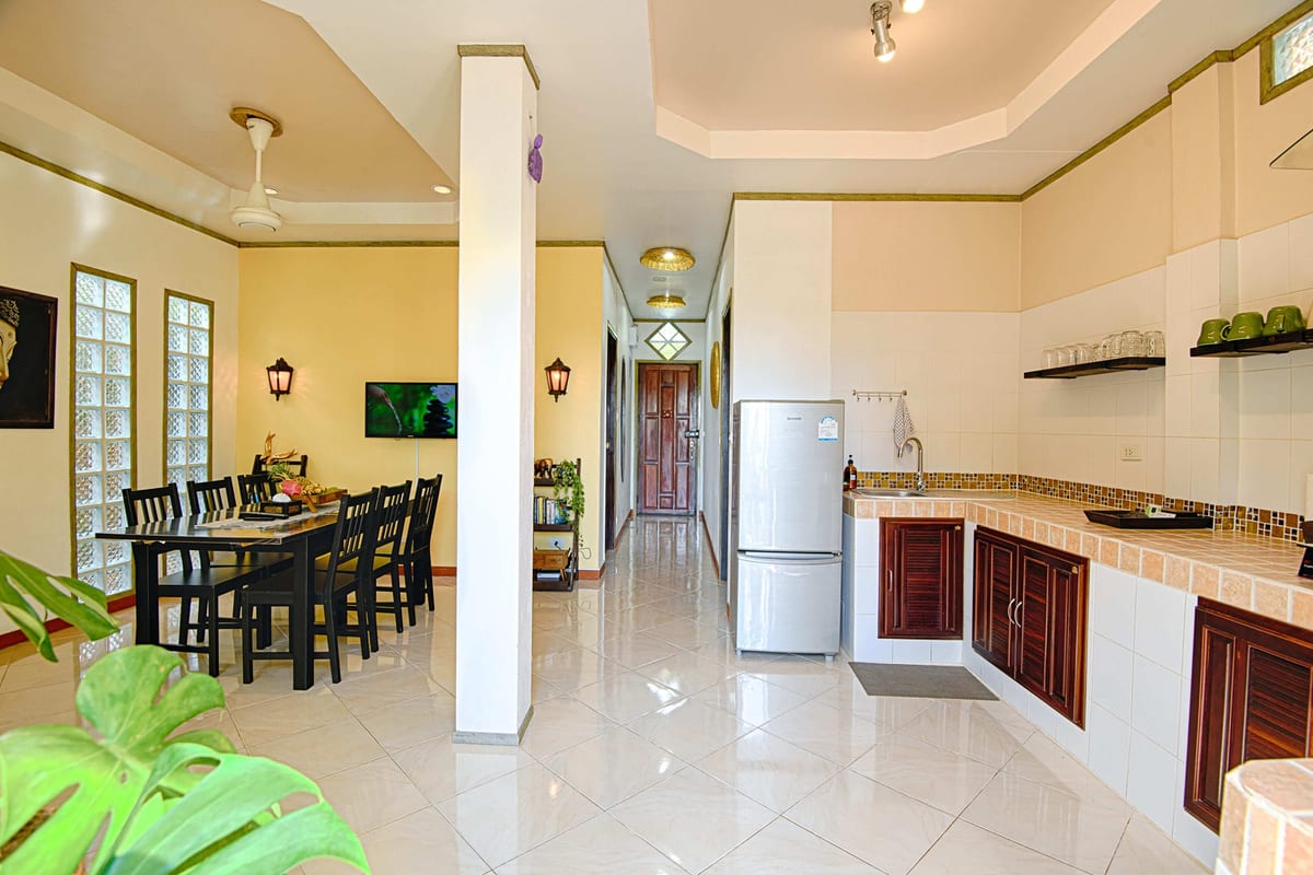 living room kitchen view — 1st floor of Villa Siam Lanna, private pool villa in Koh Lanta