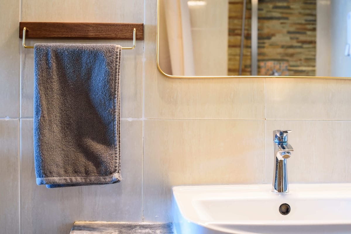 bathroom mirror close up — 2nd floor of Villa Siam Lanna, private pool villa in Koh Lanta