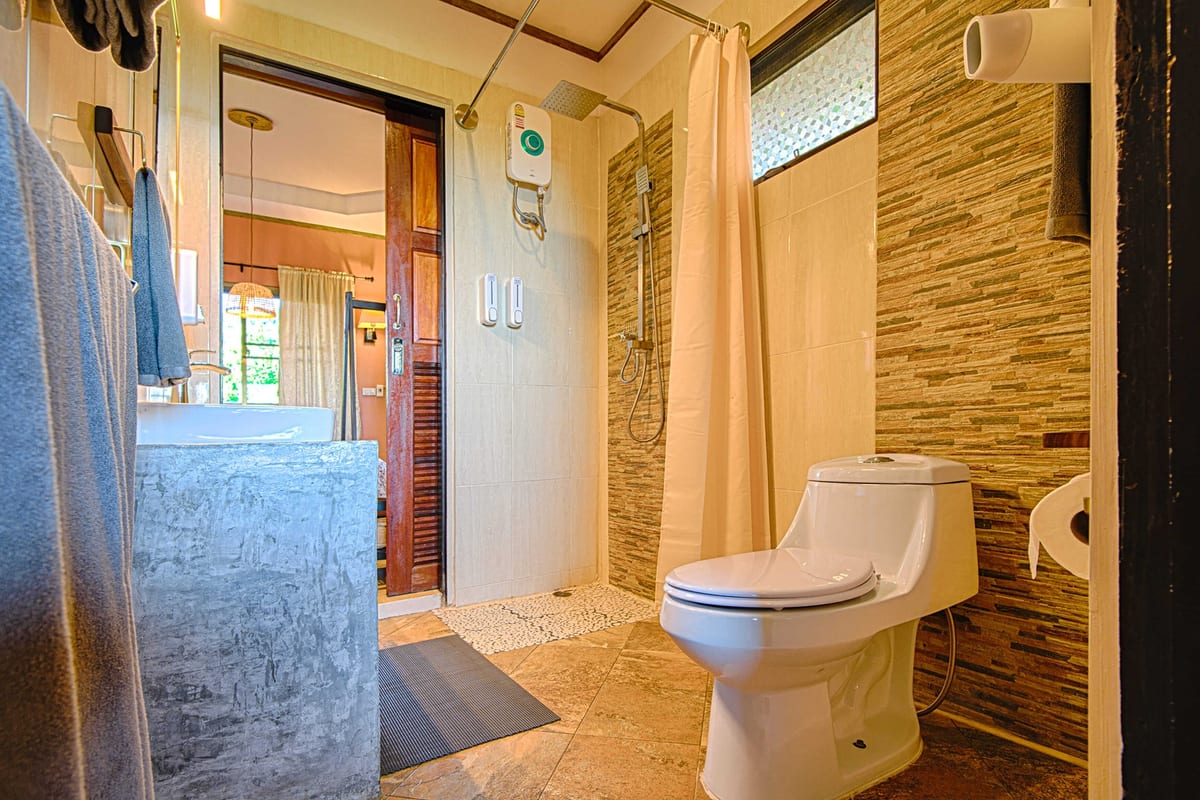 bathroom overview — 2nd floor of Villa Siam Lanna, private pool villa in Koh Lanta