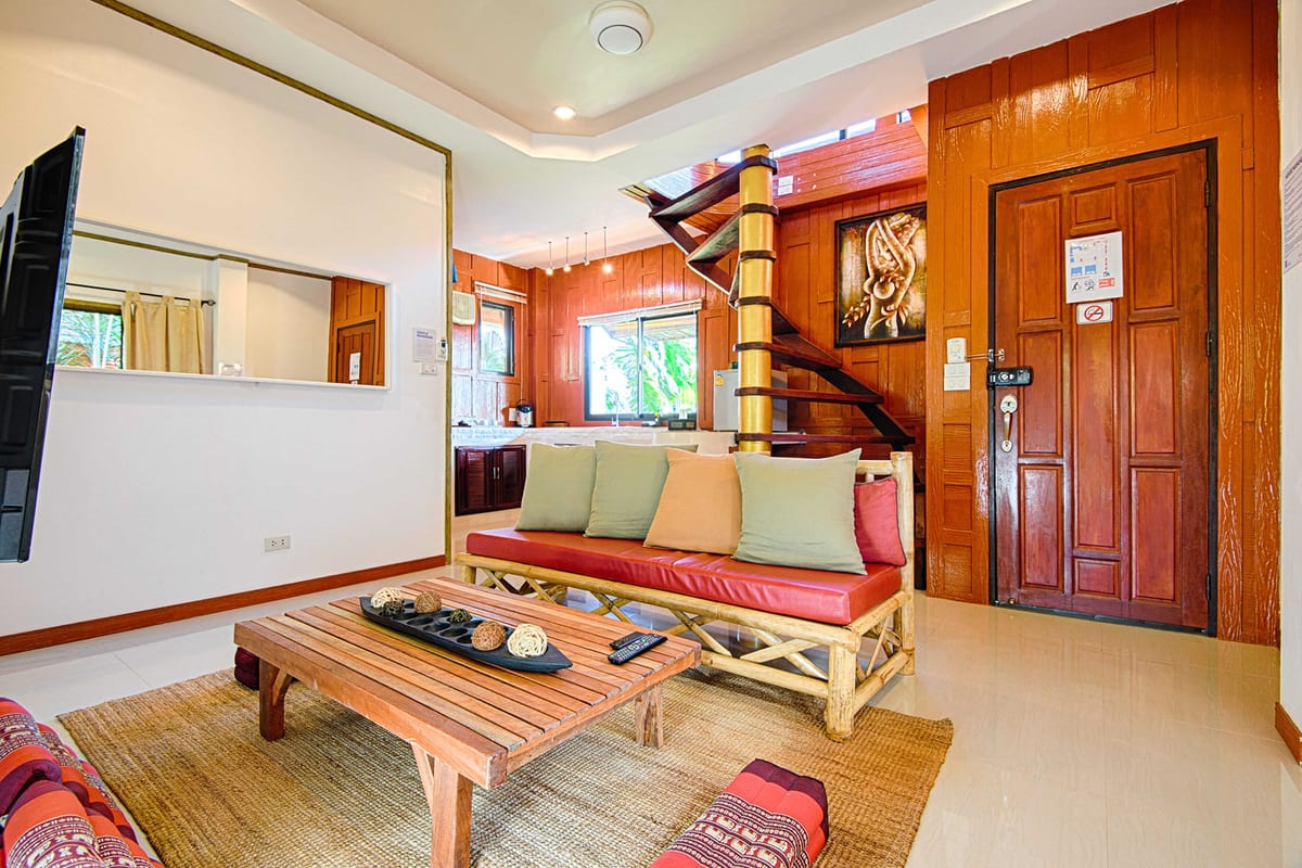 living room back overview — 2nd floor of Villa Siam Lanna, private pool villa in Koh Lanta