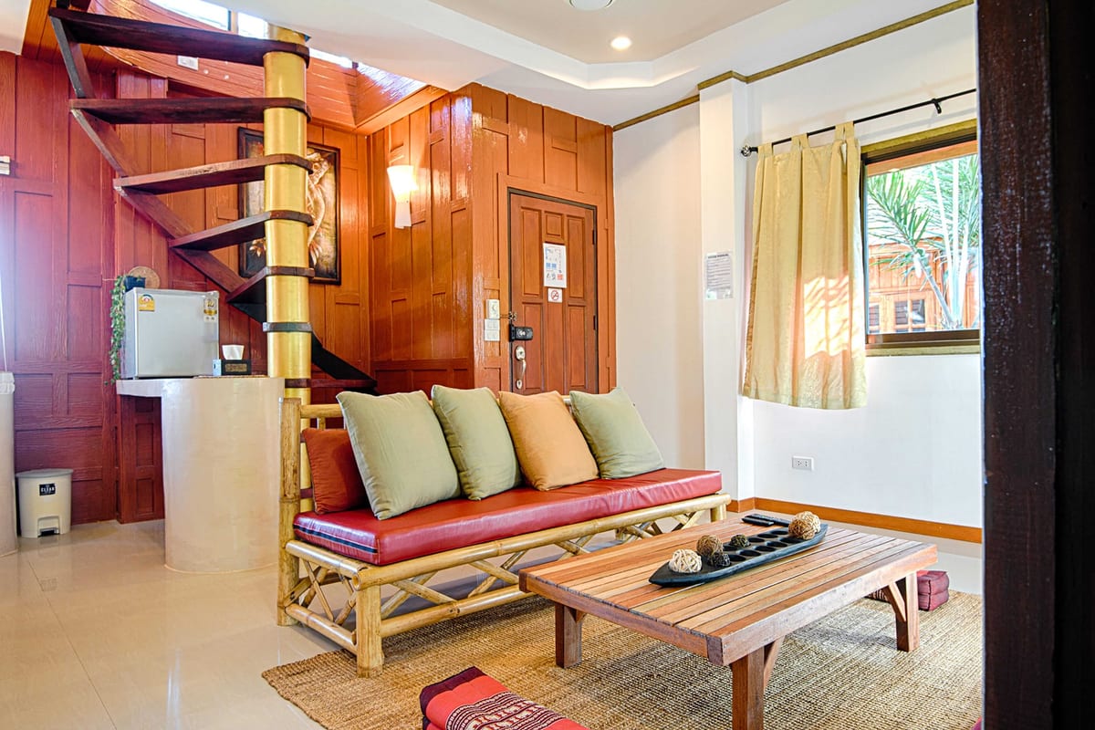 living room back side overview — 2nd floor of Villa Siam Lanna, private pool villa in Koh Lanta