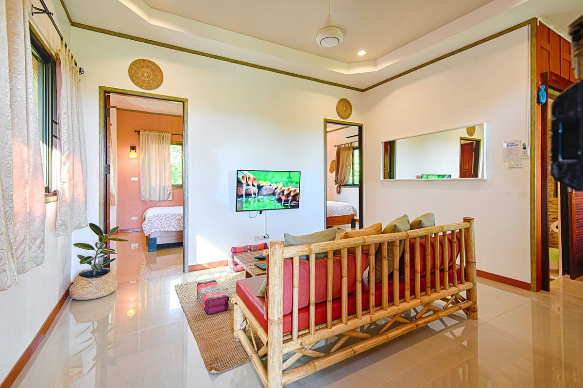 living room overview side view — 2nd floor of Villa Siam Lanna, private pool villa in Koh Lanta