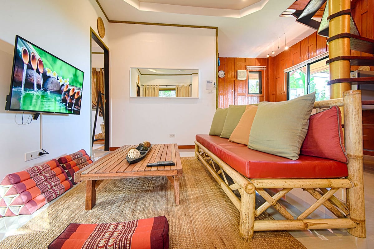 living room side overview — 2nd floor of Villa Siam Lanna, private pool villa in Koh Lanta