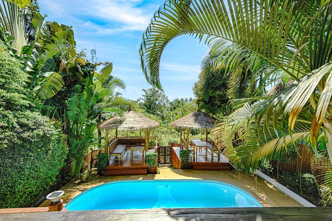 sala view from 1st floor balcony — Outdoor area of Villa Siam Lanna, private pool villa in Koh Lanta