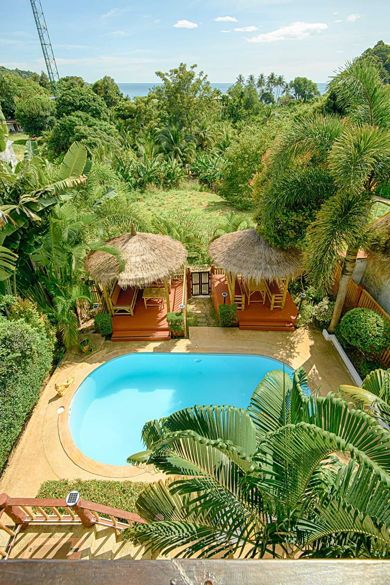 sala view from 2nd floor portrait — Outdoor area of Villa Siam Lanna, private pool villa in Koh Lanta