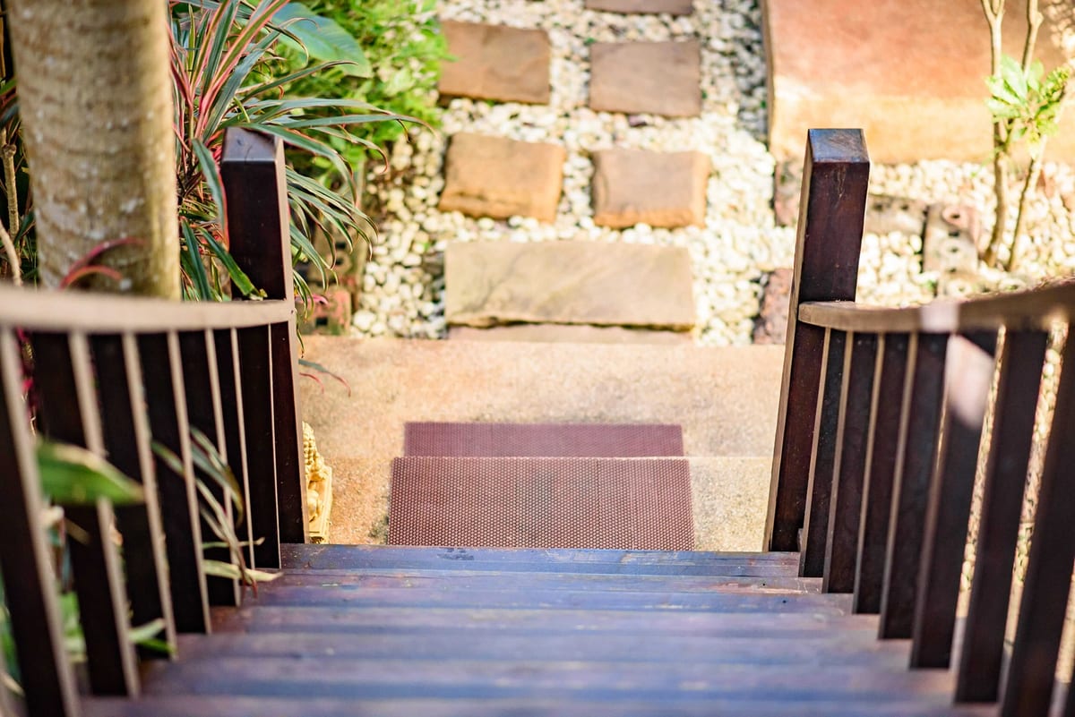 staircase going down — Outdoor area of Villa Siam Lanna, private pool villa in Koh Lanta