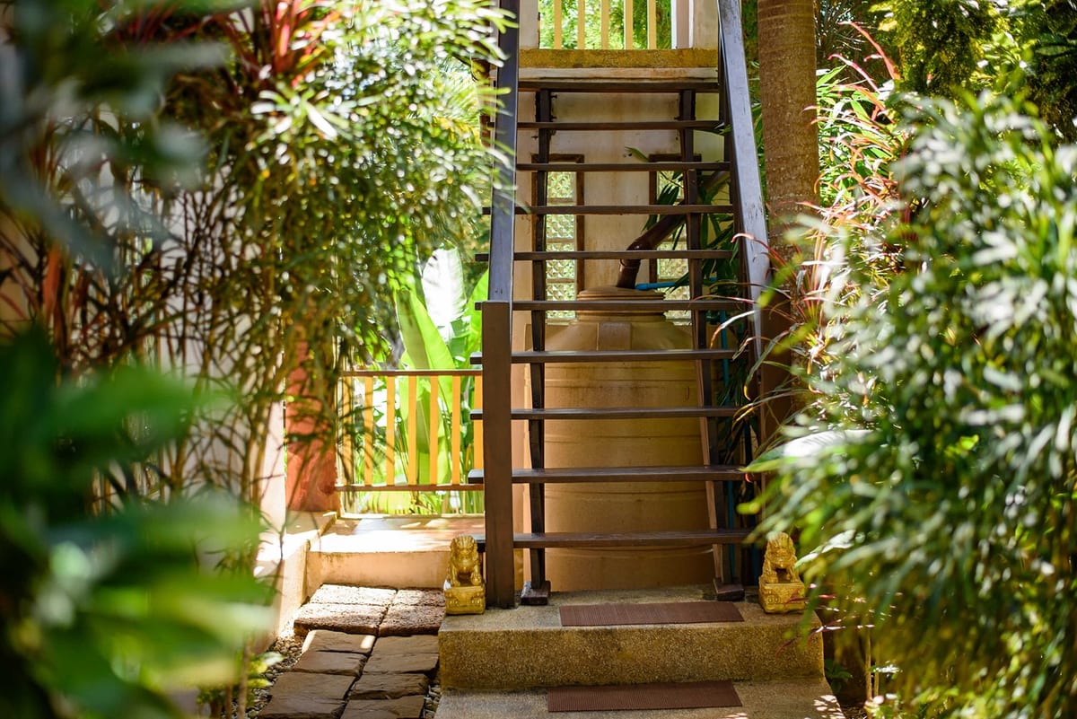 staircase to 2nd floor view — Outdoor area of Villa Siam Lanna, private pool villa in Koh Lanta