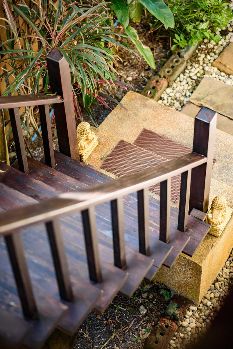 view of wooden staircase — Outdoor area of Villa Siam Lanna, private pool villa in Koh Lanta