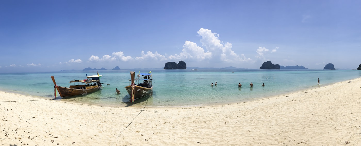 Longtail boats on a beach in Koh Lanta, Thailand